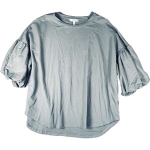 Miou Muse Puff Sleeve Top Womens Small Sage Green Relaxed High-Low